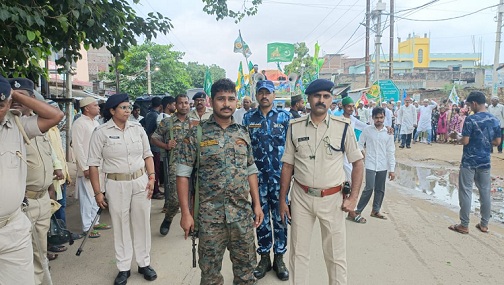 गणपति प्रतिमा विसर्जन को लेकर निकाली गई शोभायात्रा